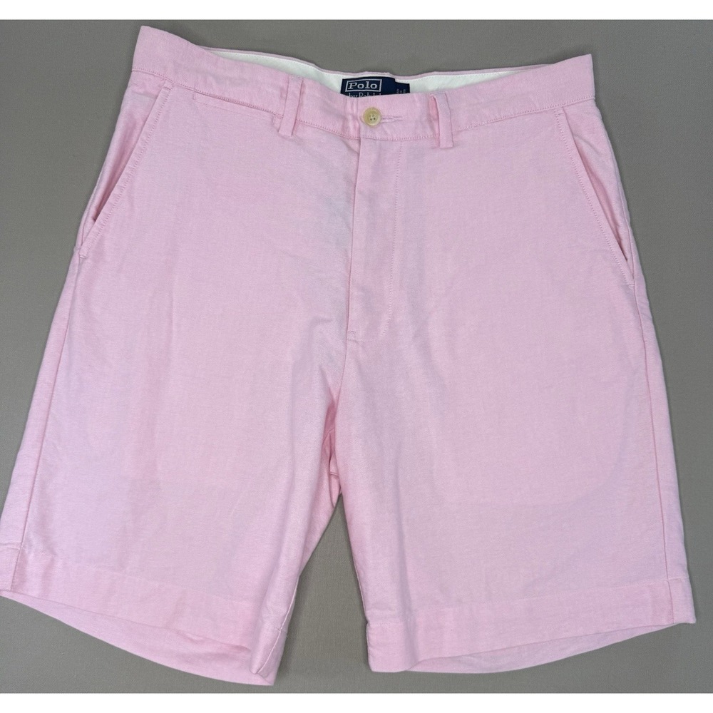 Polo Ralph Lauren Shorts Mens 32 Pink Oxford Chino Cotton Classic Fit 9 Inseam